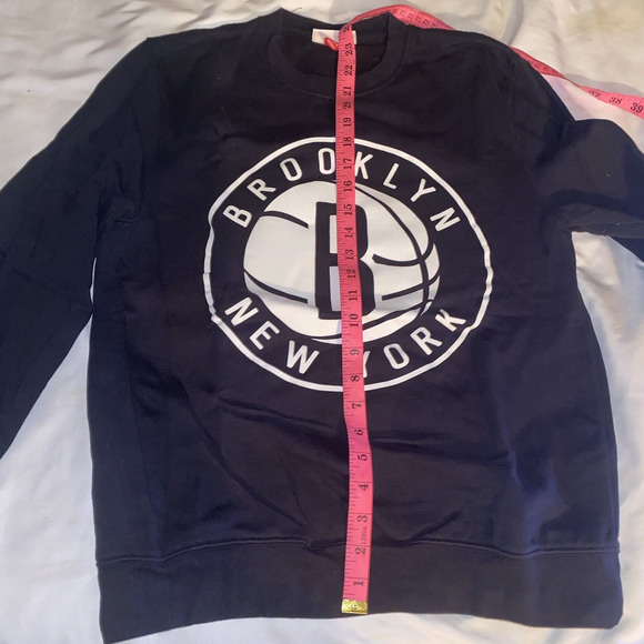 Mitchell & Ness Brooklyn Nets Basketball Crewneck Sweatshirt Black Size Small - Picture 6 of 8